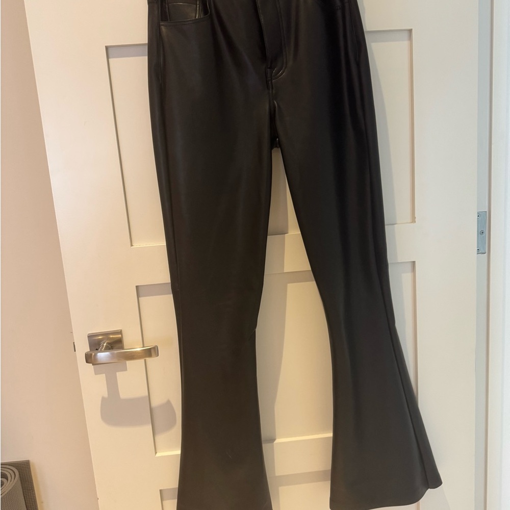 7 for all mankind Black Leather Flared Pants